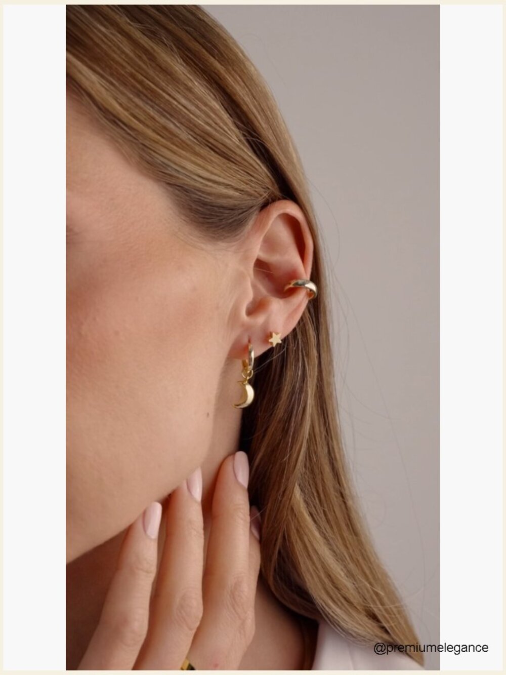 14K Gold Huggie Earrings - Moon Star Flower Drop Dangle Charm Huggies - Picture 6 of 6